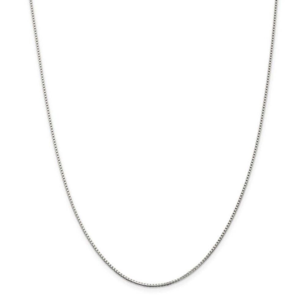 1.25mm Rhodium-Plated Sterling Silver Solid Box Chain Necklace, 30 In